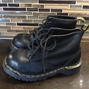 Dr Martens steel toe black combat boots